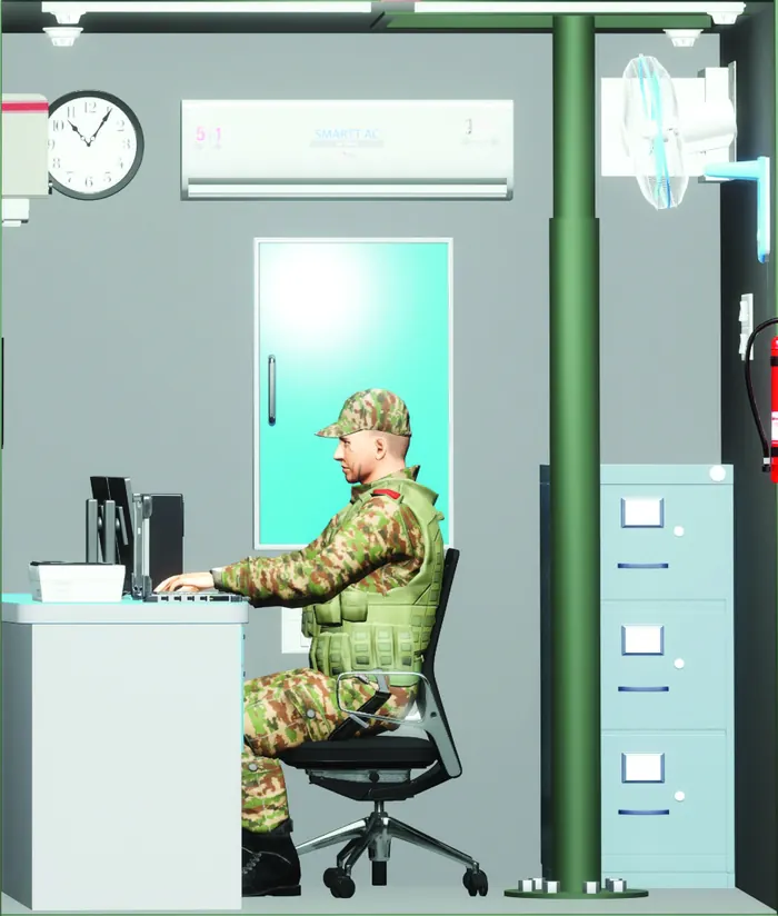 Operator at the Data Fusion and Command Centre console inside the containerised station.
